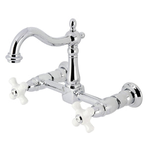 Heritage KS1261PX Two-Handle 2-Hole Wall Mount Kitchen Faucet, Polished Chrome
