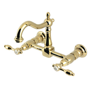 Tudor KS1262TAL Two-Handle 2-Hole Wall Mount Kitchen Faucet, Polished Brass