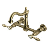 Tudor KS1263TAL Two-Handle 2-Hole Wall Mount Kitchen Faucet, Antique Brass