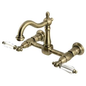 Willshire KS1263WLL Two-Handle 2-Hole Wall Mount Kitchen Faucet, Antique Brass