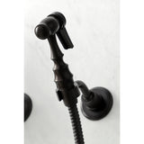 Heritage KS1265ALBS Two-Handle 2-Hole Wall Mount Bridge Kitchen Faucet with Brass Sprayer, Oil Rubbed Bronze