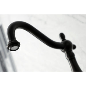 Heritage KS1265ALBS Two-Handle 2-Hole Wall Mount Bridge Kitchen Faucet with Brass Sprayer, Oil Rubbed Bronze