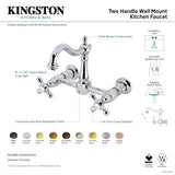 Heritage KS1265AX Two-Handle 2-Hole Wall Mount Kitchen Faucet, Oil Rubbed Bronze