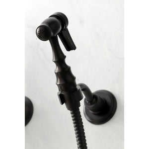 Duchess KS1265PKLBS Two-Handle 2-Hole Wall Mount Bridge Kitchen Faucet with Brass Sprayer, Oil Rubbed Bronze