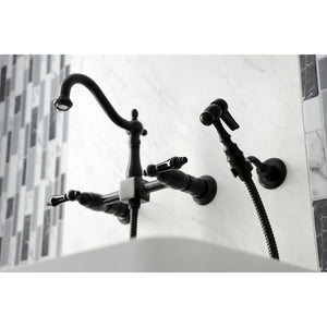 Duchess KS1265PKLBS Two-Handle 2-Hole Wall Mount Bridge Kitchen Faucet with Brass Sprayer, Oil Rubbed Bronze