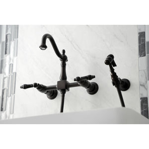Duchess KS1265PKLBS Two-Handle 2-Hole Wall Mount Bridge Kitchen Faucet with Brass Sprayer, Oil Rubbed Bronze