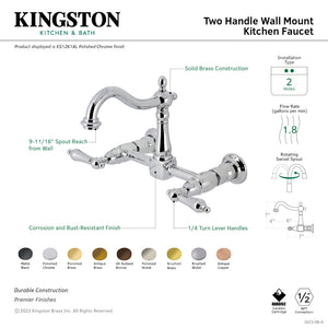 Heritage KS1266AL Two-Handle 2-Hole Wall Mount Kitchen Faucet, Polished Nickel