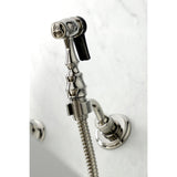 Heritage KS1266ALBS Two-Handle 2-Hole Wall Mount Bridge Kitchen Faucet with Brass Sprayer, Polished Nickel