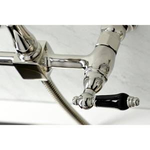 Duchess KS1266PKLBS Two-Handle 2-Hole Wall Mount Bridge Kitchen Faucet with Brass Sprayer, Polished Nickel