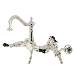 Duchess KS1266PKLBS Two-Handle 2-Hole Wall Mount Bridge Kitchen Faucet with Brass Sprayer, Polished Nickel