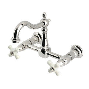 Heritage KS1266PX Two-Handle 2-Hole Wall Mount Kitchen Faucet, Polished Nickel