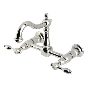 Tudor KS1266TAL Two-Handle 2-Hole Wall Mount Kitchen Faucet, Polished Nickel
