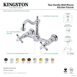Heritage KS1267AX Two-Handle 2-Hole Wall Mount Kitchen Faucet, Brushed Brass