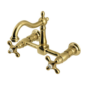 Heritage KS1267AX Two-Handle 2-Hole Wall Mount Kitchen Faucet, Brushed Brass
