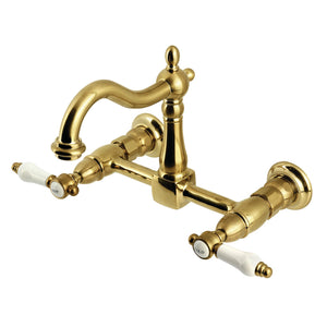 Bel-Air KS1267BPL Two-Handle 2-Hole Wall Mount Kitchen Faucet, Brushed Brass