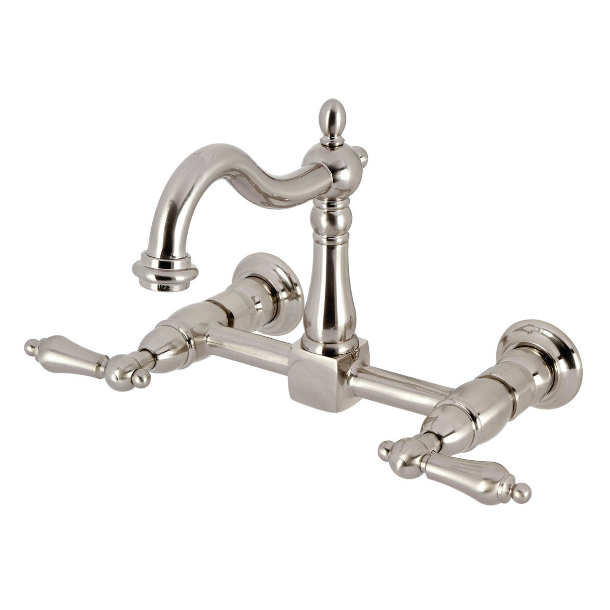 Heritage KS1268AL Two-Handle 2-Hole Wall Mount Kitchen Faucet, Brushed Nickel
