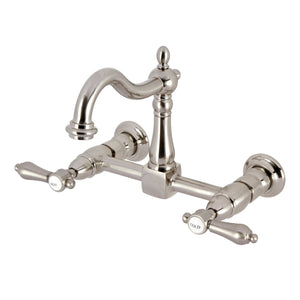 Heirloom KS1268BAL Two-Handle 2-Hole Wall Mount Kitchen Faucet, Brushed Nickel
