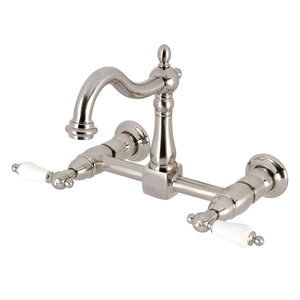 Heritage KS1268PL Two-Handle 2-Hole Wall Mount Kitchen Faucet, Brushed Nickel