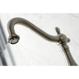 Heritage KS1268PLBS Two-Handle 2-Hole Wall Mount Bridge Kitchen Faucet with Brass Sprayer, Brushed Nickel