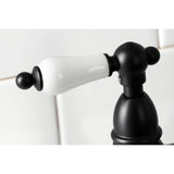 Heritage KS1270PLBS Two-Handle 4-Hole Deck Mount Bridge Kitchen Faucet with Brass Sprayer, Matte Black