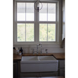 Heritage KS1271ALBS Two-Handle 4-Hole Deck Mount Bridge Kitchen Faucet with Brass Sprayer, Polished Chrome