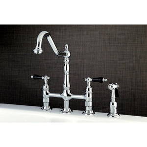 Duchess KS1271PKLBS Two-Handle 4-Hole Deck Mount Bridge Kitchen Faucet with Brass Sprayer, Polished Chrome