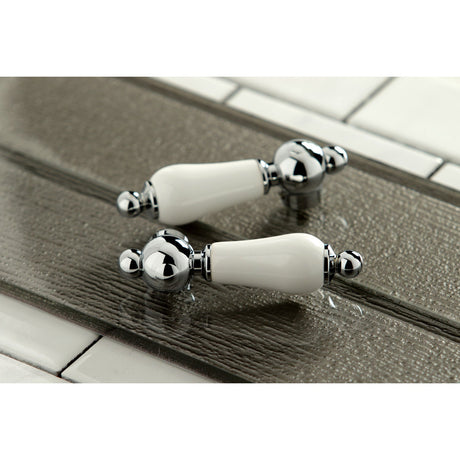 Heritage KS1271PLBS Two-Handle 4-Hole Deck Mount Bridge Kitchen Faucet with Brass Sprayer, Polished Chrome