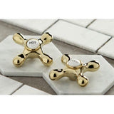 Heritage KS1272AXBS Two-Handle 4-Hole Deck Mount Bridge Kitchen Faucet with Brass Sprayer, Polished Brass