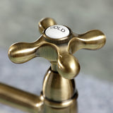 Heritage KS1273AXBS Two-Handle 4-Hole Deck Mount Bridge Kitchen Faucet with Brass Sprayer, Antique Brass