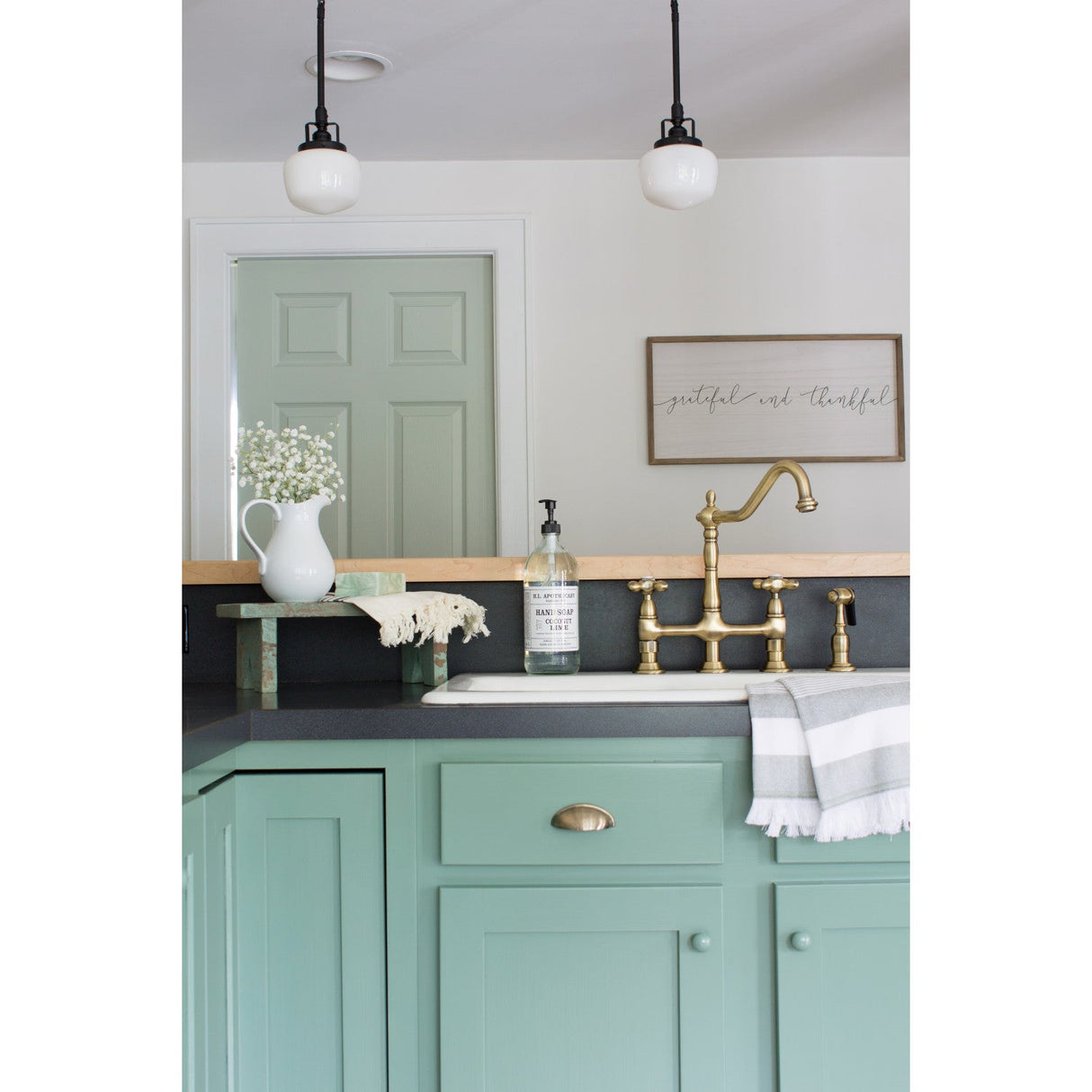 Heritage KS1273AXBS Two-Handle 4-Hole Deck Mount Bridge Kitchen Faucet with Brass Sprayer, Antique Brass