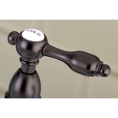 Tudor KS1275TALBS Two-Handle 4-Hole Deck Mount Bridge Kitchen Faucet with Brass Sprayer, Oil Rubbed Bronze