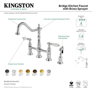 Wilshire KS1275WLLBS Two-Handle 4-Hole Deck Mount Bridge Kitchen Faucet with Brass Sprayer, Oil Rubbed Bronze