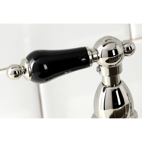 Duchess KS1276PKLBS Two-Handle 4-Hole Deck Mount Bridge Kitchen Faucet with Brass Sprayer, Polished Nickel