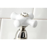 Heritage KS1276PXBS Two-Handle 4-Hole Deck Mount Bridge Kitchen Faucet with Brass Sprayer, Polished Nickel
