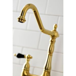 Duchess KS1277PKLBS Two-Handle 4-Hole Deck Mount Bridge Kitchen Faucet with Brass Sprayer, Brushed Brass