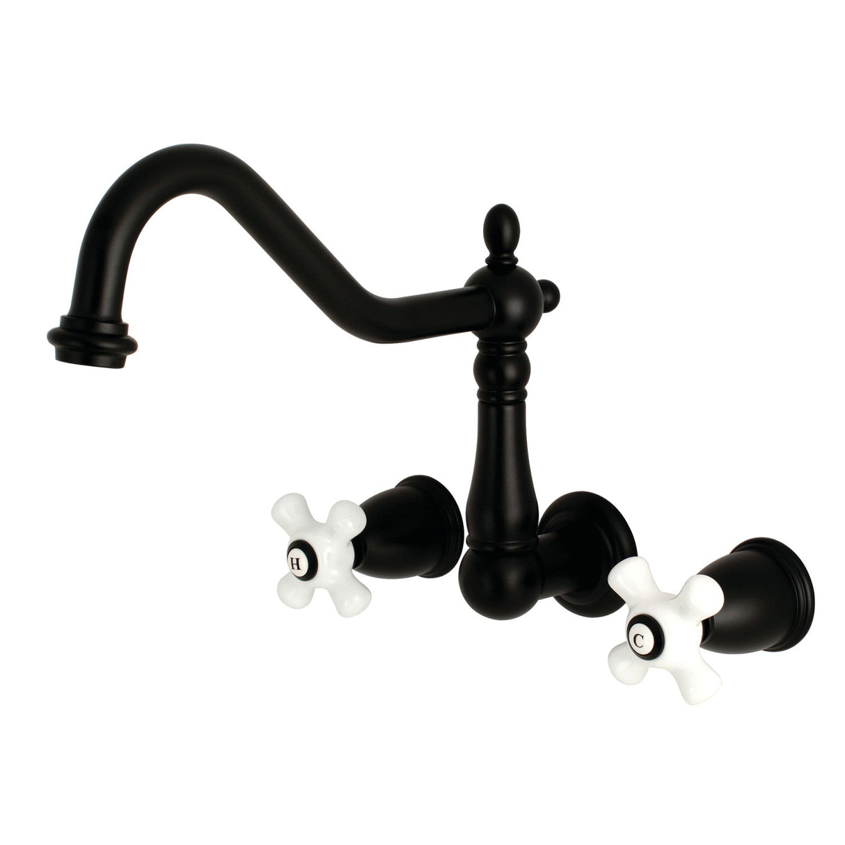 Heritage KS1280PX Two-Handle 3-Hole Wall Mount Kitchen Faucet, Matte Black
