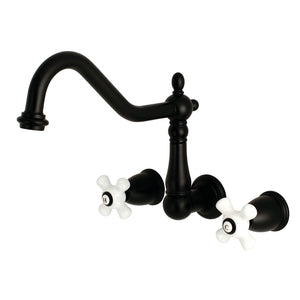 Heritage KS1280PX Two-Handle 3-Hole Wall Mount Kitchen Faucet, Matte Black