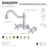 Heritage KS1282AX Two-Handle 3-Hole Wall Mount Kitchen Faucet, Polished Brass