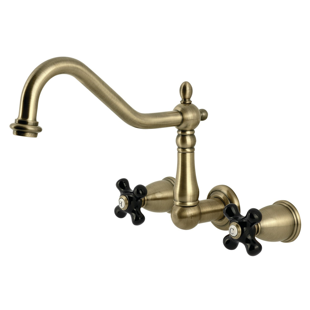 Duchess KS1283PKX Two-Handle Wall Mount Kitchen Faucet, Antique Brass