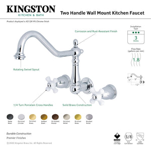 Heritage KS1285PX Two-Handle 3-Hole Wall Mount Kitchen Faucet, Oil Rubbed Bronze