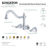 Heritage KS1286PL Two-Handle 3-Hole Wall Mount Kitchen Faucet, Polished Nickel