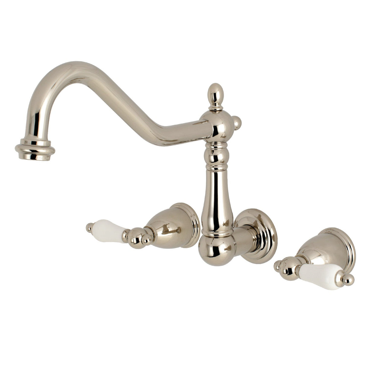 Heritage KS1286PL Two-Handle 3-Hole Wall Mount Kitchen Faucet, Polished Nickel