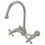 Restoration KS1291AX Two-Handle 2-Hole Wall Mount Bridge Kitchen Faucet, Polished Chrome