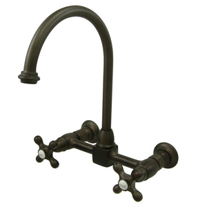 Restoration KS1295AX Two-Handle 2-Hole Wall Mount Bridge Kitchen Faucet, Oil Rubbed Bronze