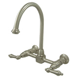 Restoration KS1298AL Two-Handle 2-Hole Wall Mount Bridge Kitchen Faucet, Brushed Nickel