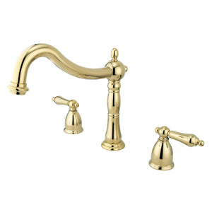 Heritage KS1342AL Two-Handle 3-Hole Deck Mount Roman Tub Faucet, Polished Brass