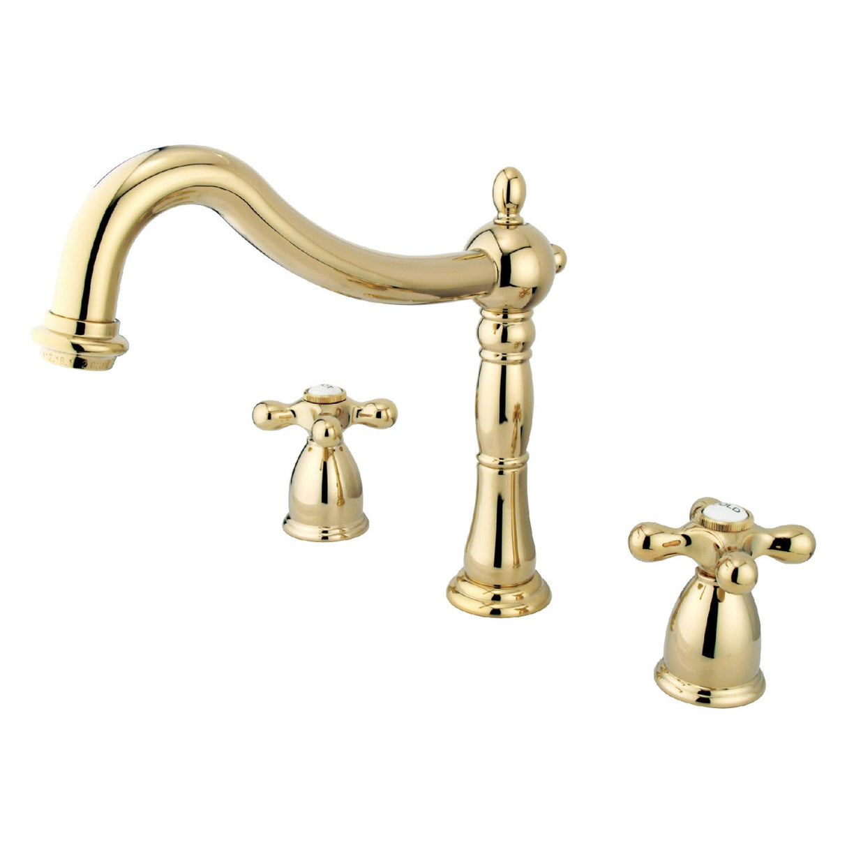 Heritage KS1342AX Two-Handle 3-Hole Deck Mount Roman Tub Faucet, Polished Brass