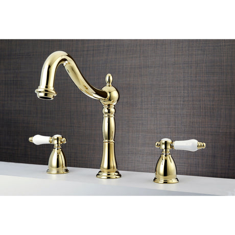 Bel-Air KS1342BPL Two-Handle 3-Hole Deck Mount Roman Tub Faucet, Polished Brass