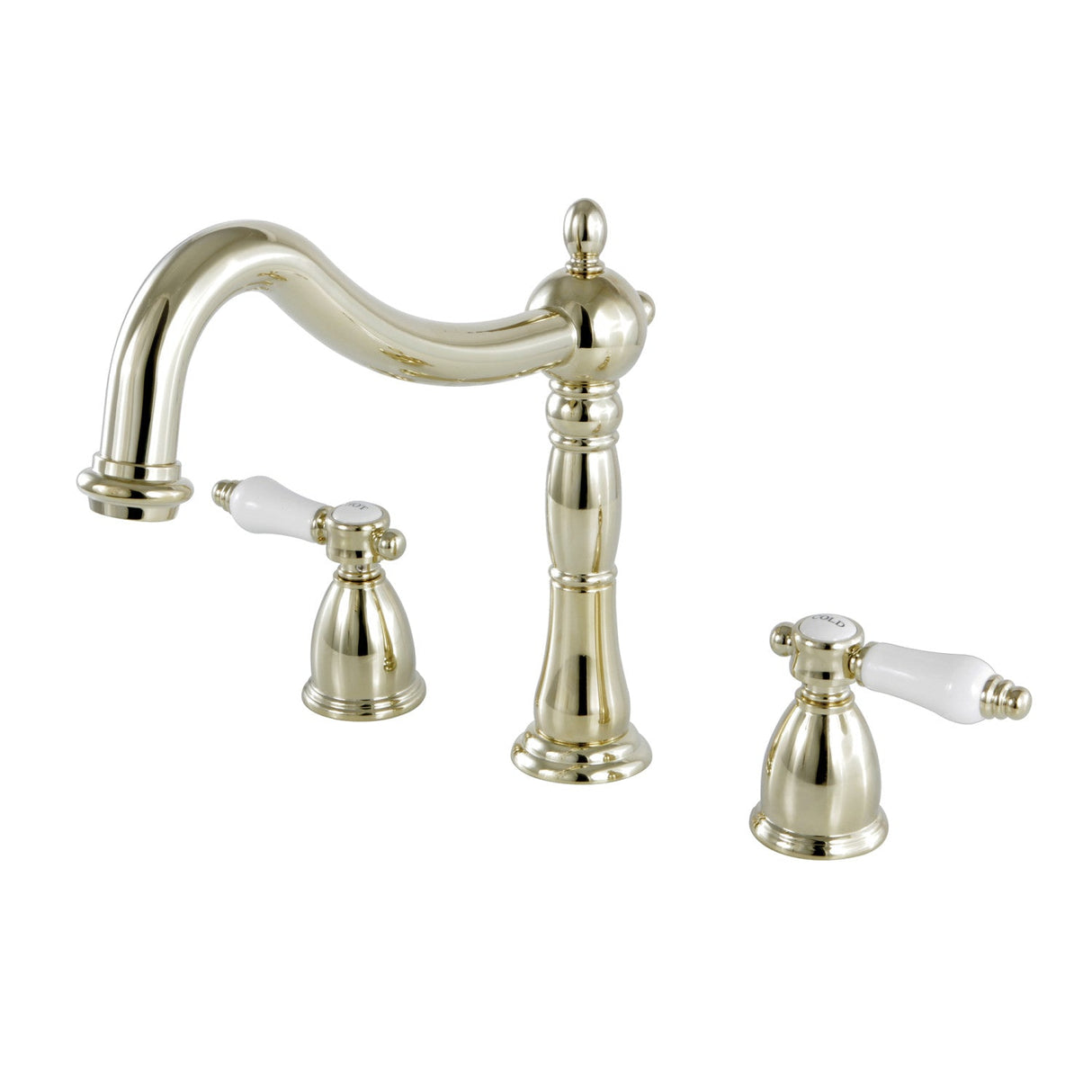 Bel-Air KS1342BPL Two-Handle 3-Hole Deck Mount Roman Tub Faucet, Polished Brass