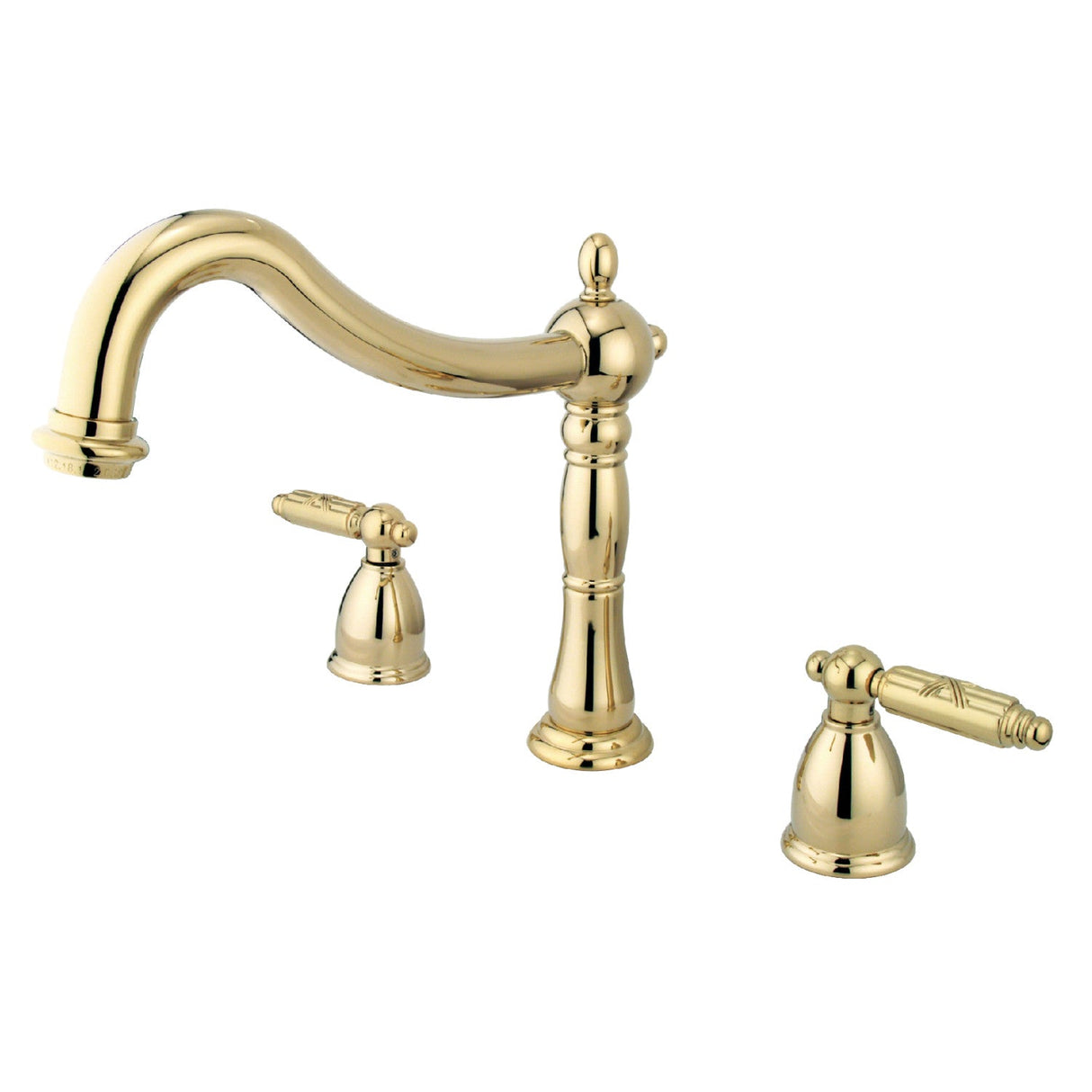 Georgian KS1342GL Two-Handle 3-Hole Deck Mount Roman Tub Faucet, Polished Brass
